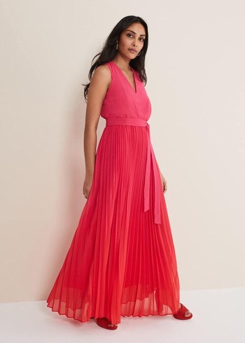 Phase Eight Petite Piper Ombre Dress Red/Pink Canada | BZGLIY-981